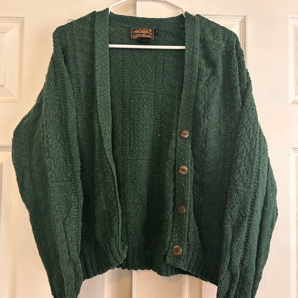Eddie Bauer Forest Green Cardigan Sweater